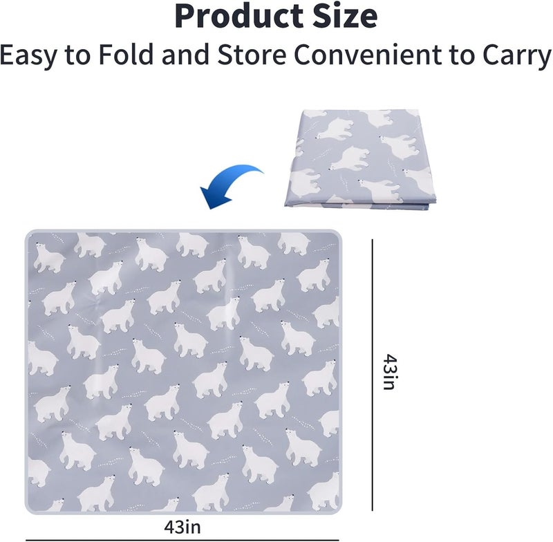 CoolaPeach Splat Mat for Under High Chair/Arts/Crafts, Washable Baby Spill Mat Waterproof Non-Slip Floor Splash Mat, Portable Play Mat and Table Cloth (Bear, 43"x 43") - Image 2